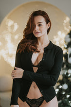 Charger l'image dans la galerie, Cardigan côtelé / Noir